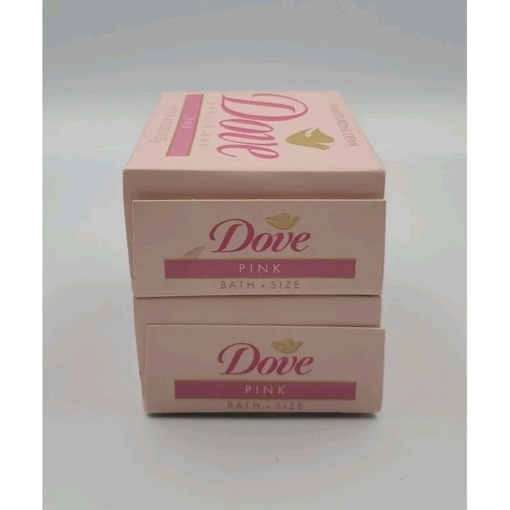 Vintage 1992‎ Pink Dove Beauty Bar 1/4 Moisture Lotion Two 4.75 oz Soap Bars NEW
